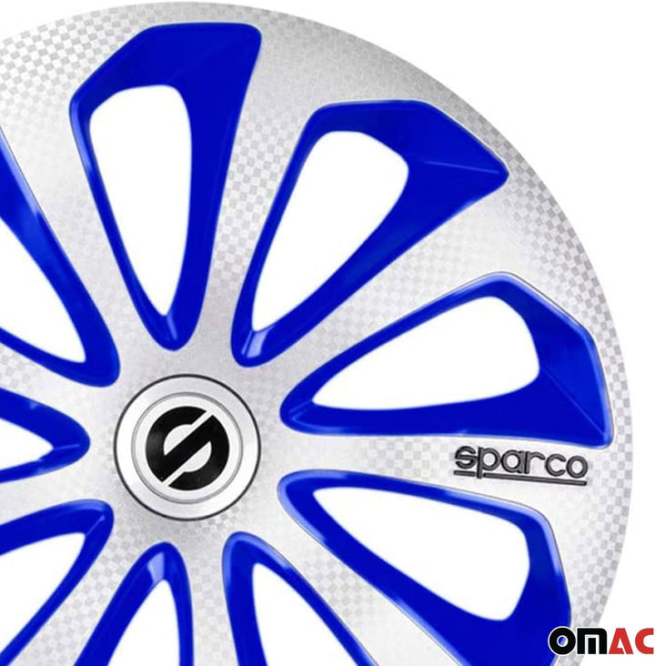 Satz Sparco Radzierblenden Sicilia 14-Zoll Silber/Blau/Karbon
