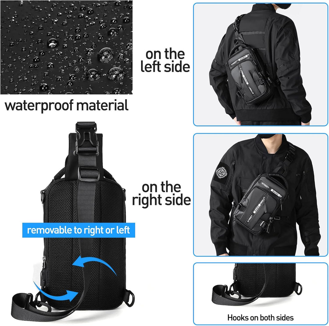 SEAFEW Herren Umhängetasche, Schwarz, S