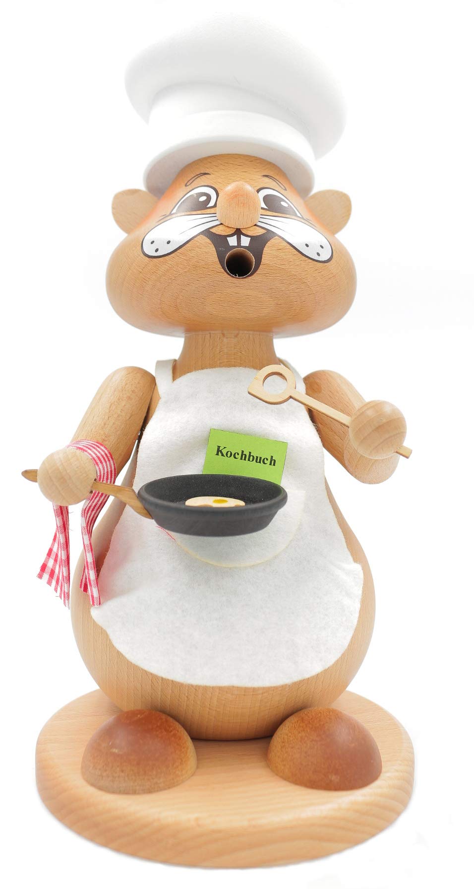 Kuhnert - Original Erzgebirgische Holzkunst Räuchermann Räucherfigur Hamster 31cm - Koch Cook