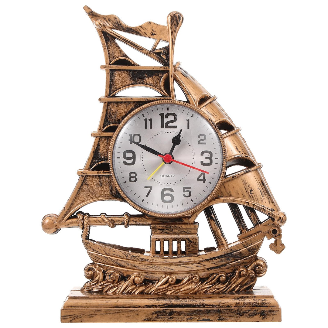 BESPORTBLE Nautische Tischuhr Segelboot Skulptur Wecker Retro Segelboot Tisch Schreibtischuhr Neuhei
