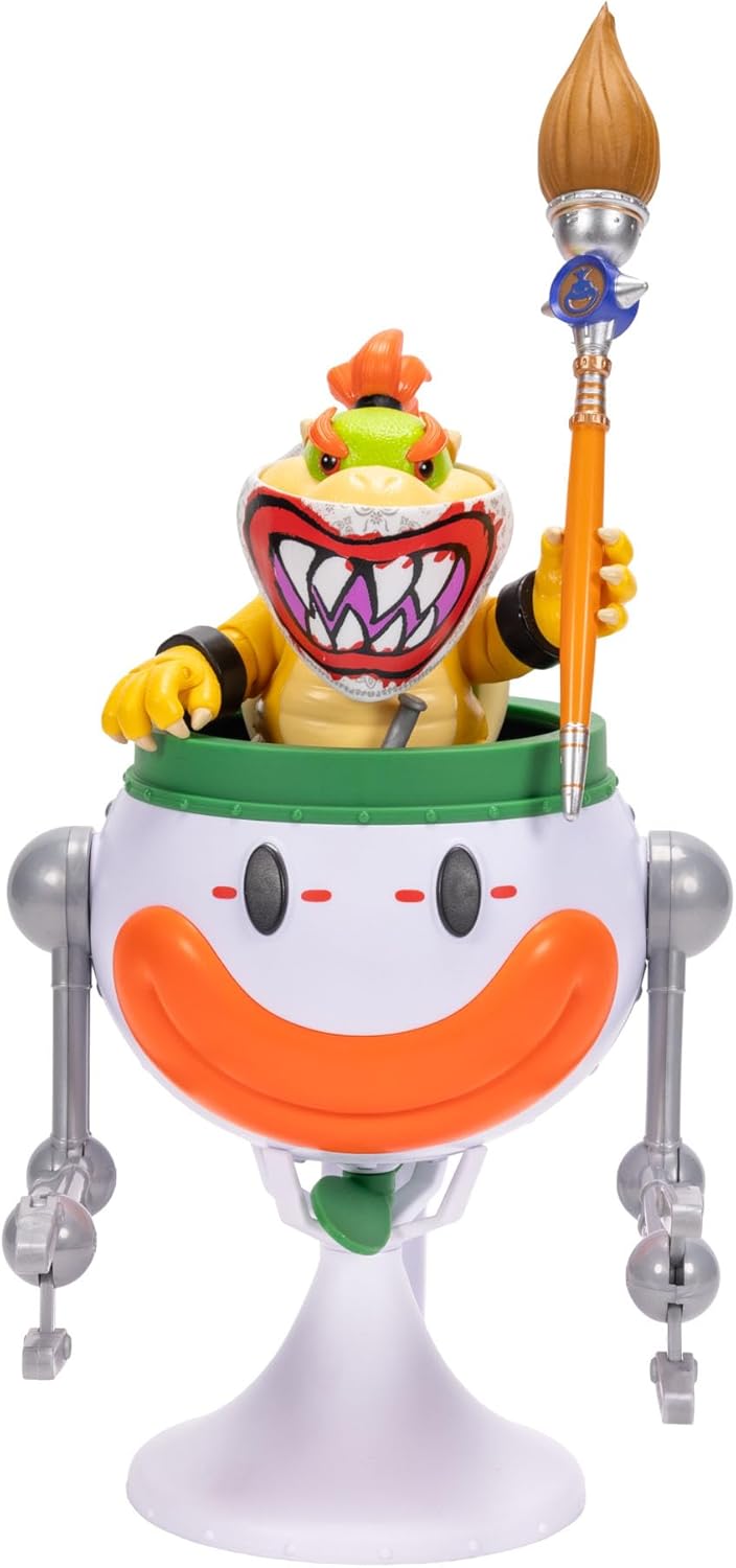 Der Super Mario Galaxy Movie – 13 cm grosse Bowser Jr.-Figur mit Clownauto, Pinsel und Wasser-Enthül
