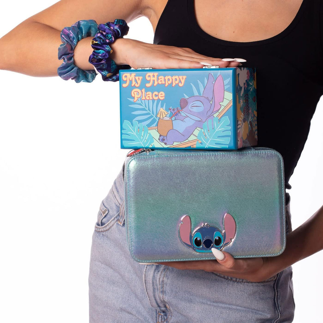 Disney Lilo and Stitch "My Happy Place" Silk Screen Print Blue Jewelry Box Jewelry Organizer, Offici