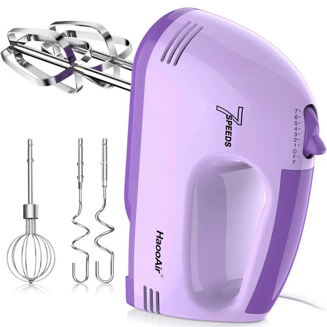 Handmixer, 7-stufig einstellbarer Küchenmixer, 304 Edelstahl-Zubehörteile (1X Schneebesen, 2X Knetha
