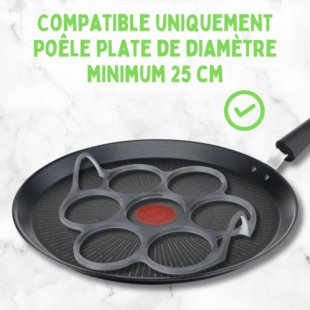 AKENZ - Silikonform mit 7 Ringen für Pfannkuchen, Blinis und Eier, inklusive Pfannkuchenmischer