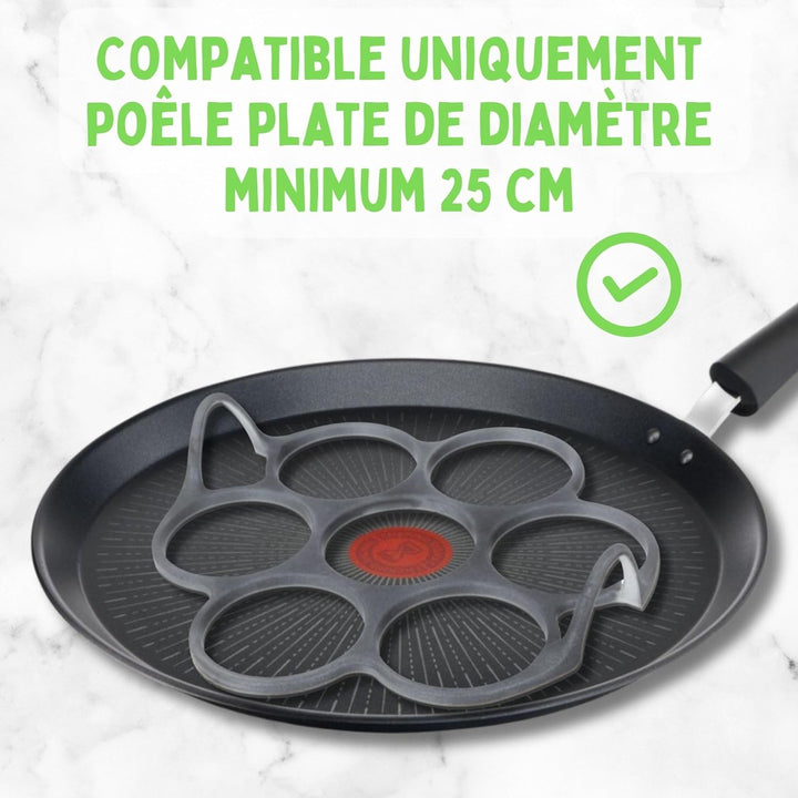 AKENZ - Silikonform mit 7 Ringen für Pfannkuchen, Blinis und Eier, inklusive Pfannkuchenmischer