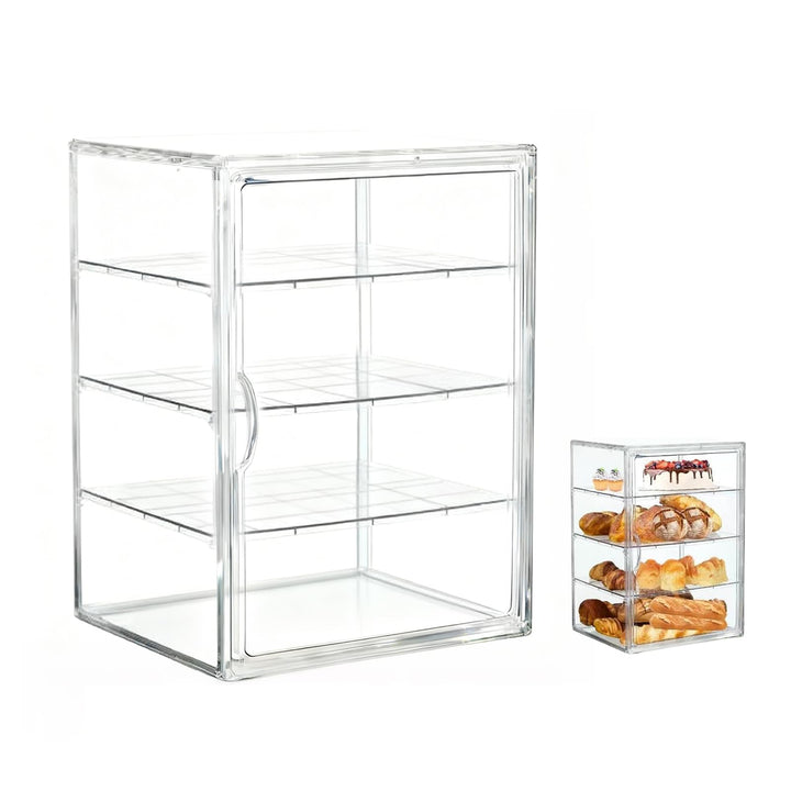 Brotaufbewahrungsbox Acrylbox: 4 Schichten Magnetische Anziehung Gebäckvitrine mit 3 Partition, Gros