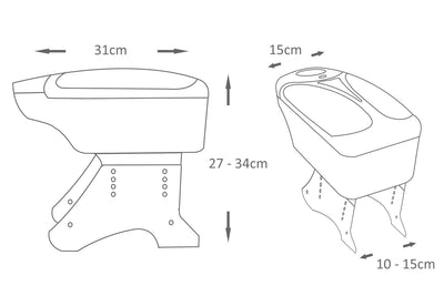 Universal Auto Armlehne Armlehne Mittelkonsole Aufbewahrungsbox Kunstleder Becherhalter Chrom