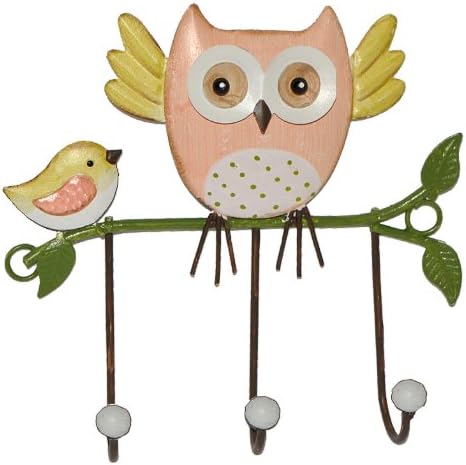 1 Stück: Garderobenhaken Eulen aus Metall - Wandhaken Kindergarderobe mit 3 Kleiderhaken Kind Wandga