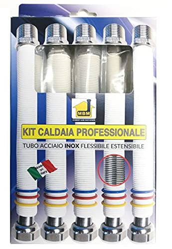 Mega Promo Kit Boiler Schlauch Gas Wasser Flexible N 2-1/2"N 3-3/4 200/400 mm ausziehbar Edelstahl u