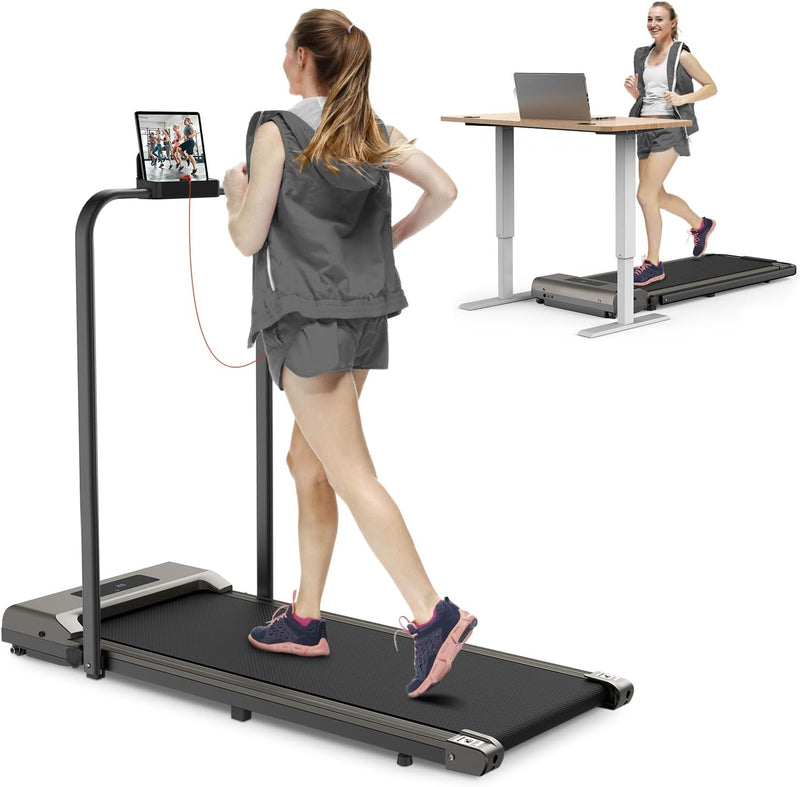 bigzzia Laufband mit Klappbarer Griifstange - Walking Pad Laufbänder Untertisch Laufgerät Elektrisch