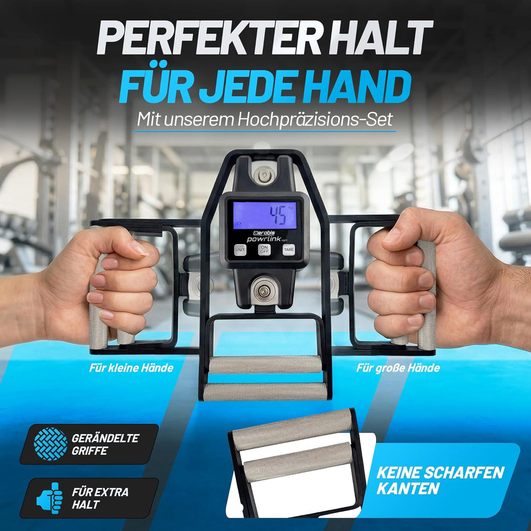 aerobis® Powrlink Griffkraftmesser - inkl. Live-Tracking App - hochpräziser Handdynamometer & Griffk