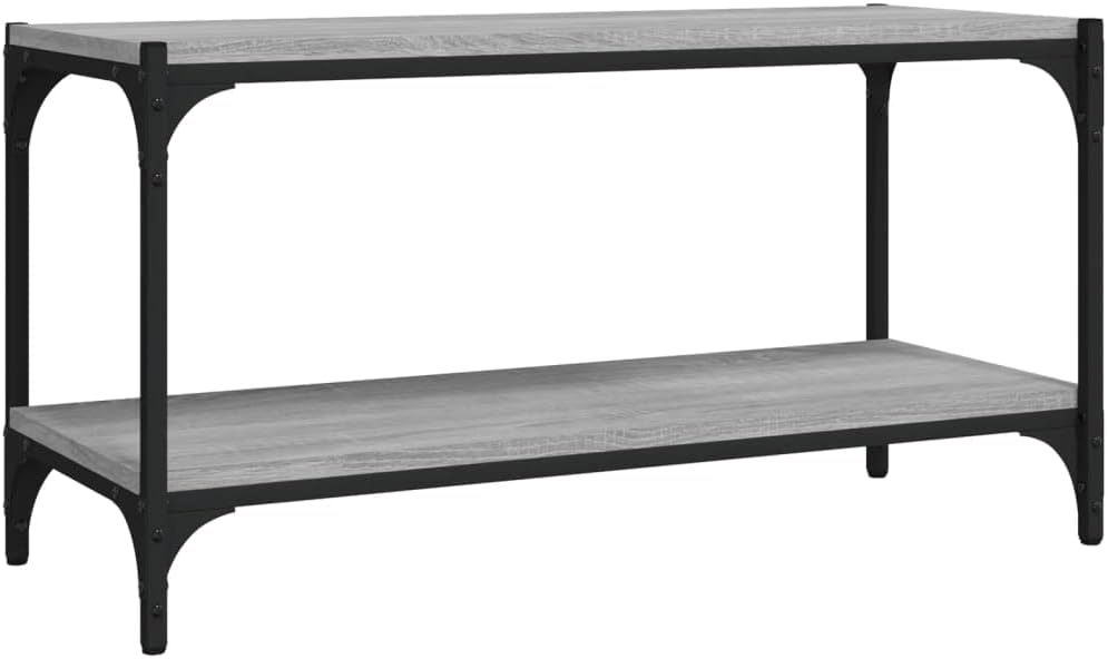 homiuse TV-Schrank Grau Sonoma 80x33x41 cm Holzwerkstoff und Stahl TV Board Fernsehschrank Fernsehti