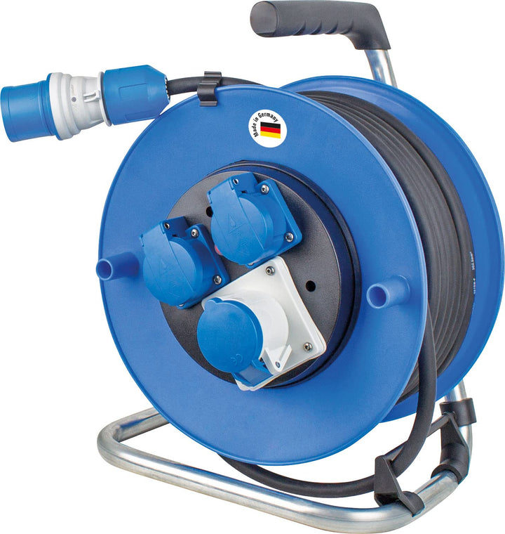 as - Schwabe Outdoor Kabeltrommel 25m mit CEE-Stecker inkl. neuer powerlight Spannungsanzeige, 3 Ste