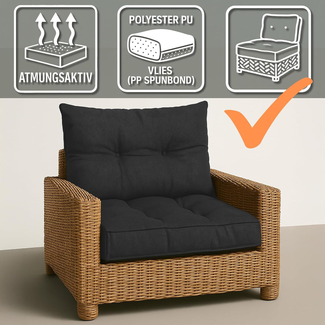 Amazinggirl Polster für Gartenmöbel Sitzpolster 60x60 cm - Lounge Kissen Outdoor Polster Balkon und