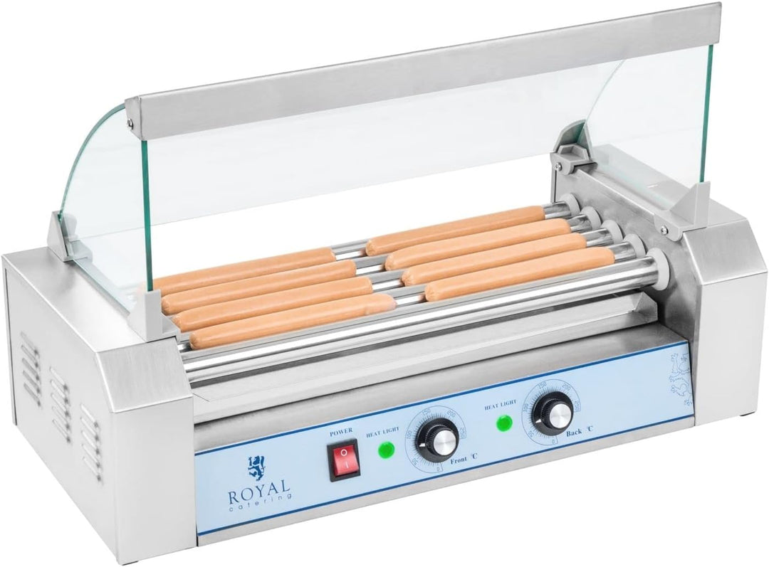 Royal Catering Hot Dog Grill Hot Dog Maschine Hot Dog Maker (5 Rollen, Platz für 8 Würstchen, 1.000