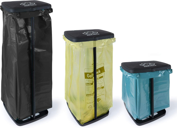 Hinrichs 3X Müllsackständer 120L - Höhenverstellbarer Müllbeutelhalter mit Deckel & Klemmring für 12