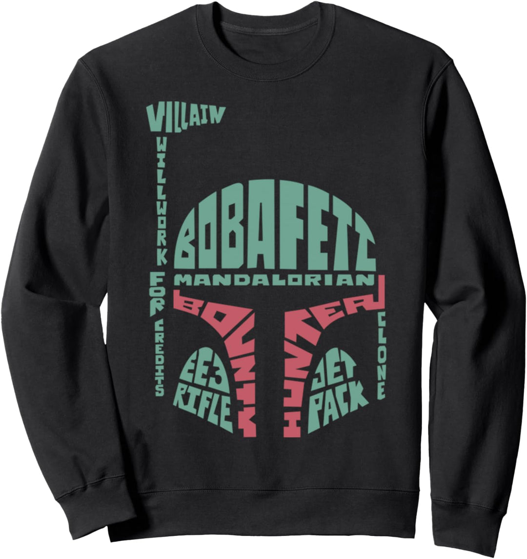 Star Wars Boba Fett Text Helmet Poster Sweatshirt