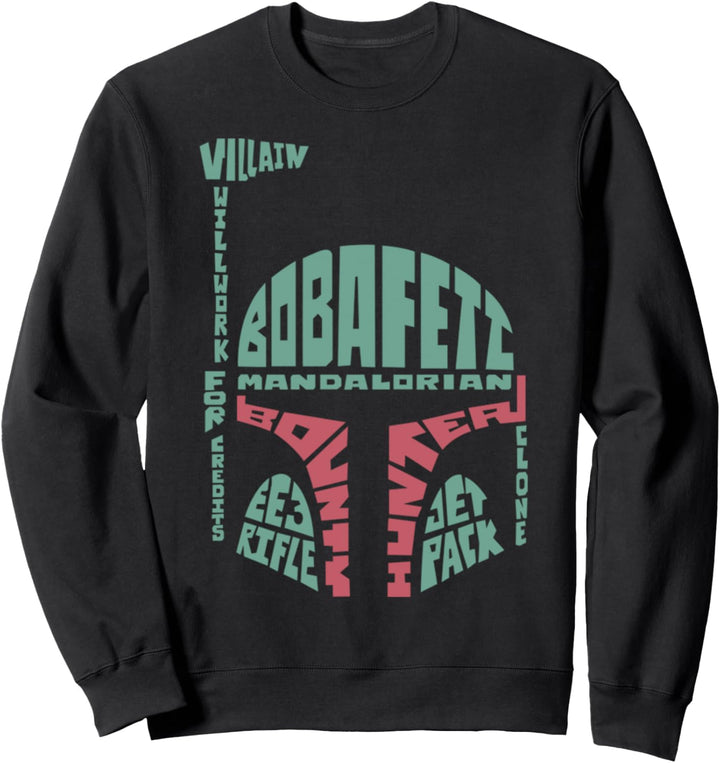 Star Wars Boba Fett Text Helmet Poster Sweatshirt