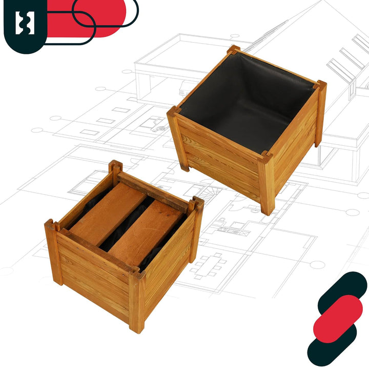 KOTARBAU® Blumenkasten - 38 x 38 x 30 cm - Pflanzkasten mit Vlies - Pflanzkübel gross aussen - Balko