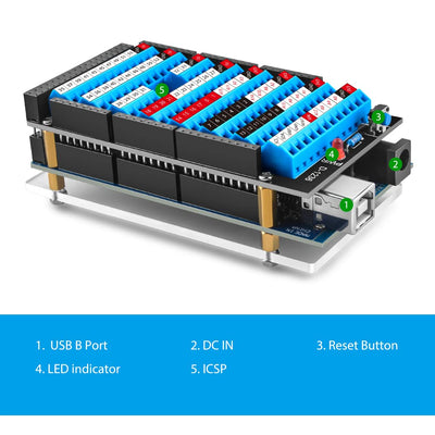 GeeekPi MEGA 2560 R3 Terminal Block Breakout Board HAT with Reset Button and LED Indicator, GPIO Exp