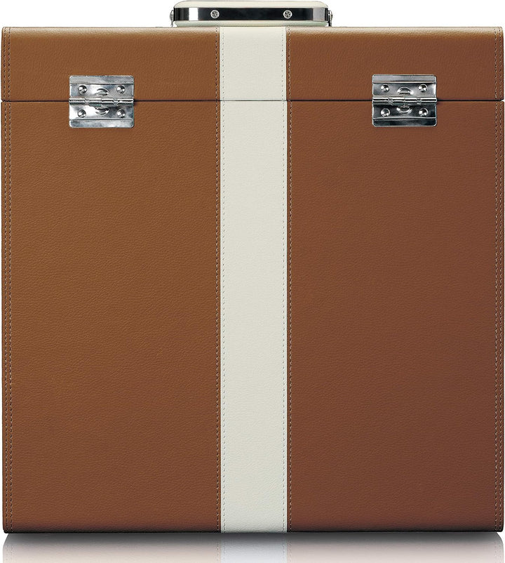 Lenco Classic Phono TTA-301 Aufbewahrungskoffer für 30 Schallplatten mit Tragegriff und Metallkoffer
