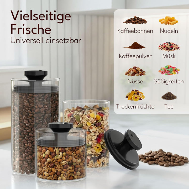 Vorratsgläser mit Vakuumdeckel, Luftdichte Aufbewahrung, Vorratsdose mit Deckel, mottensichere Gläse