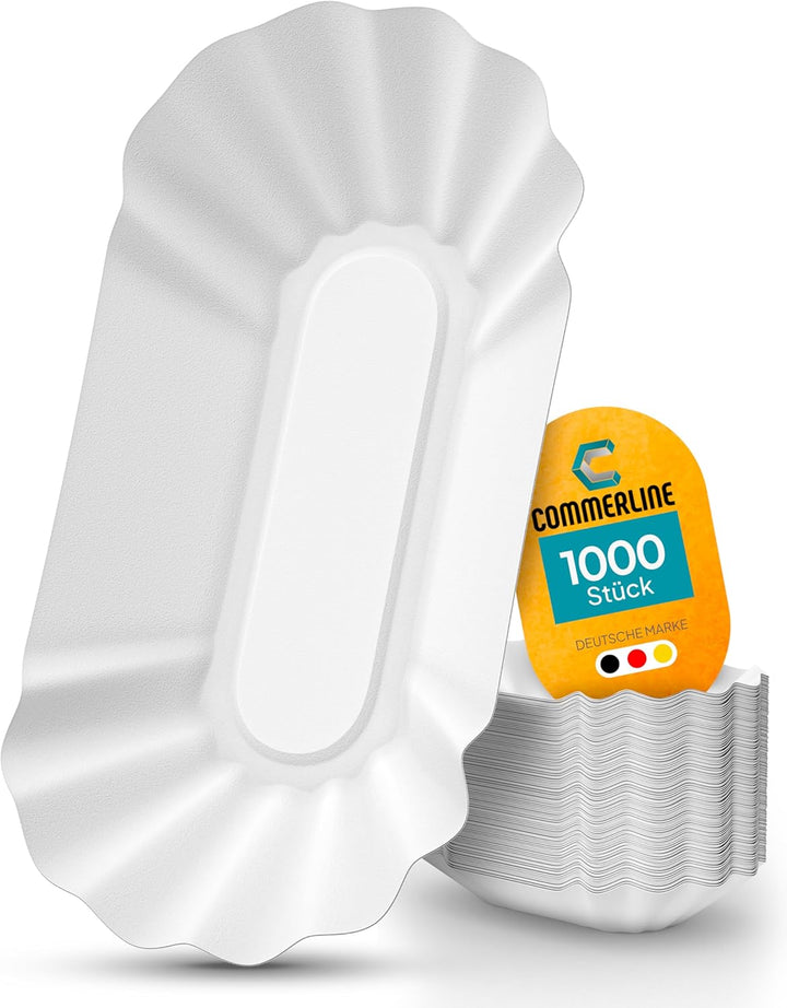 1000 Stück Pappteller Pappschalen Pommes Schalen KU1 | Pappteller Teller aus Papier | Currywurst Ein