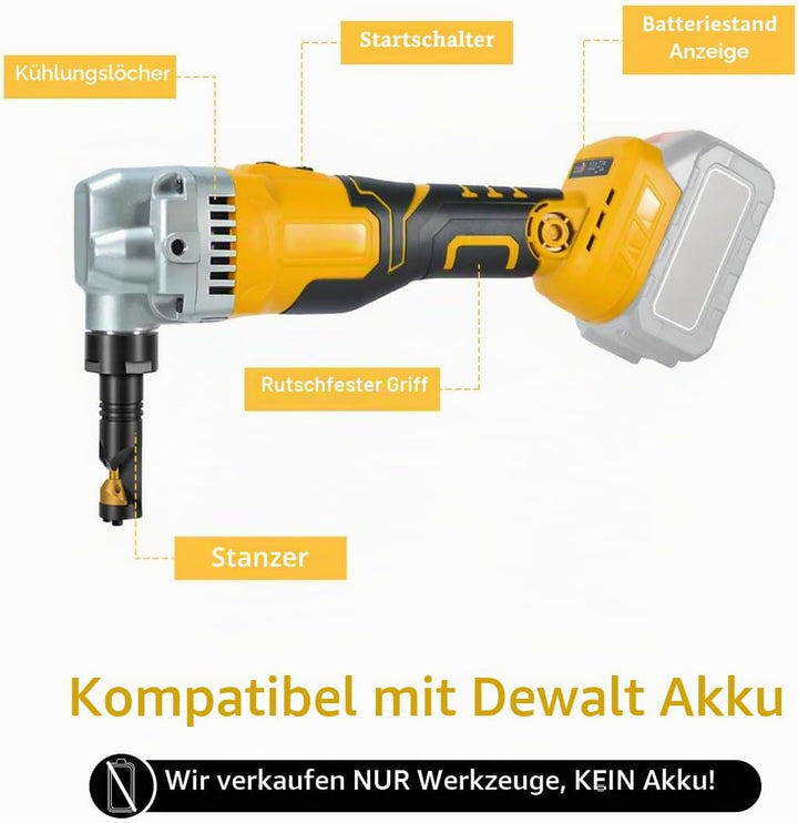 Kabelloser Blechknabber, Kompatibel mit DeWalt 20 V Akku, 3 Geschwindigkeiten Einstellbar Knabber, 3