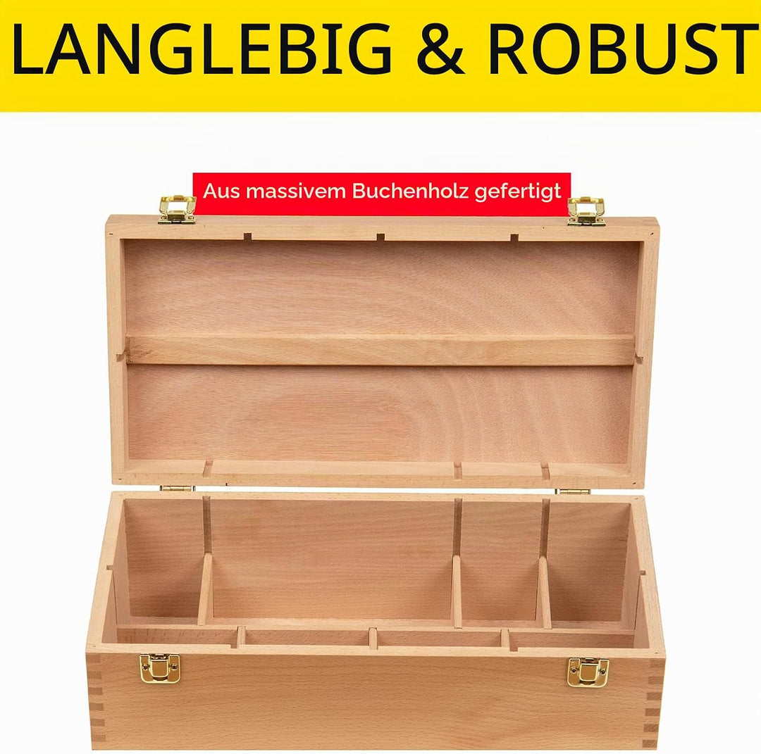 MEEDEN Grosse Aufbewahrungsbox für Kunstbedarf - Multifunktionale Kunstwerkzeugkasten aus massivem B