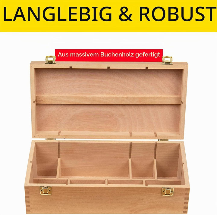 MEEDEN Grosse Aufbewahrungsbox für Kunstbedarf - Multifunktionale Kunstwerkzeugkasten aus massivem B