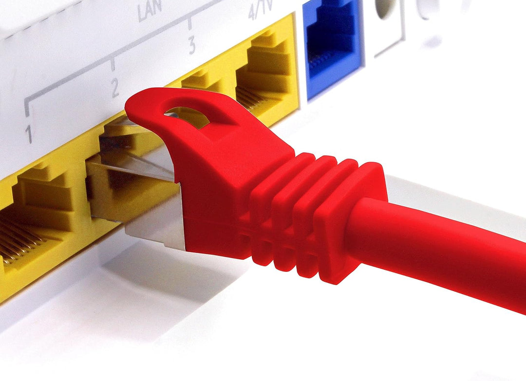 LAN Kabel 30m Cat7 Rot 1x Netzwerkkabel Ethernet RJ45 10 Gbit/s SFTP Patchkabel für Router Modem Swi