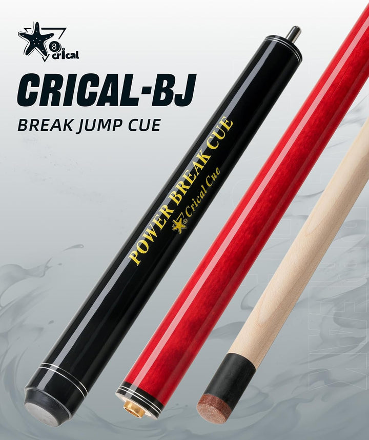CRICAL Break Jump Billardqueue, 3-teilig, 13,5 mm Spitze, kanadischer Ahornschaft Red Punch Queue, R