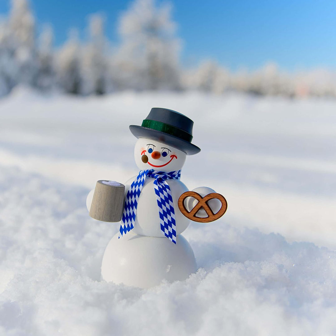 Seiffener Volkskunst | Räuchermännchen | Räucherfigur 14 cm | Schneemann | Original Erzgebirge | 122