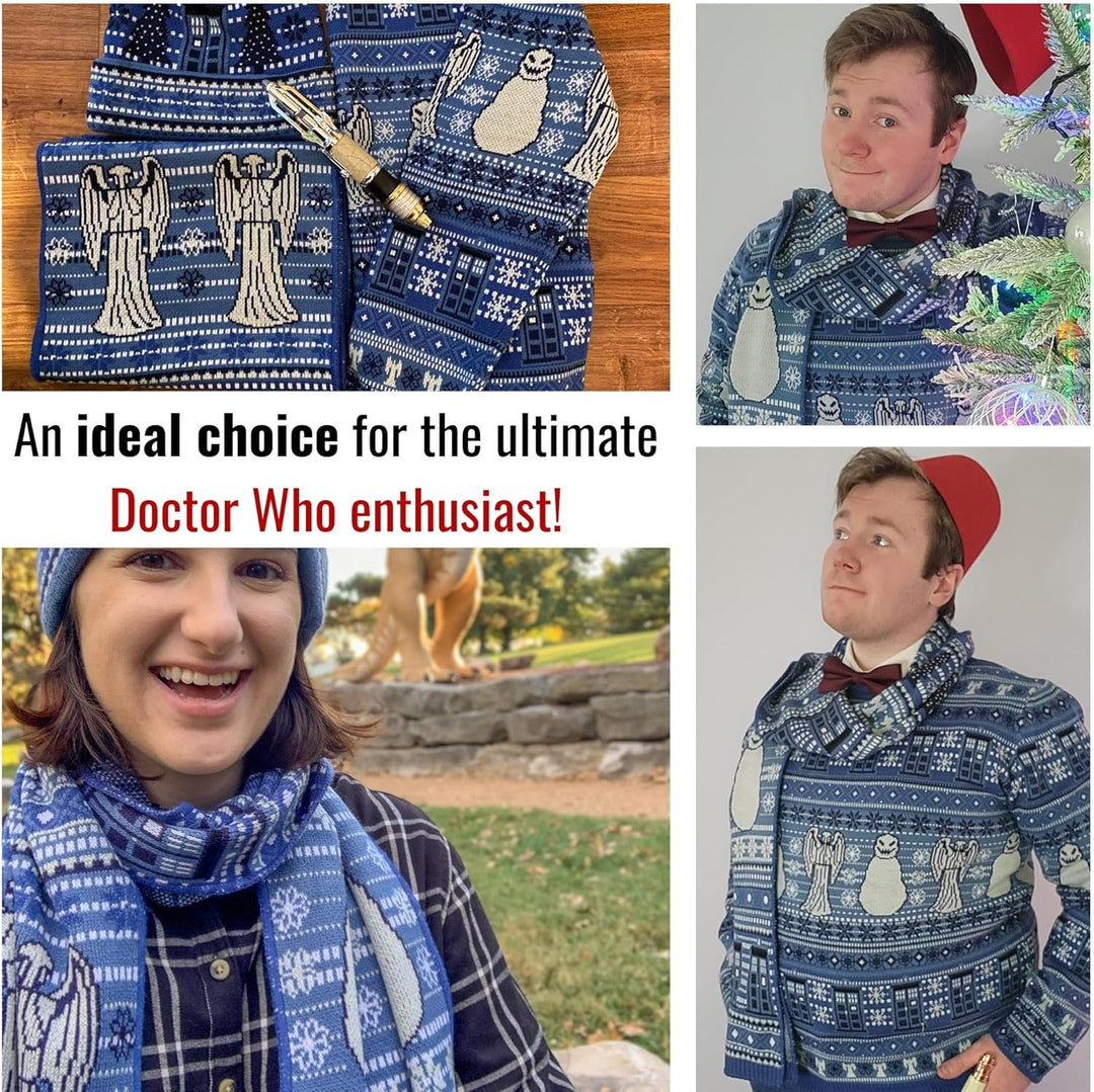 DOCTOR WHO Weihnachtsschal – Offizieller BBC Fanartikel Blau, Blau