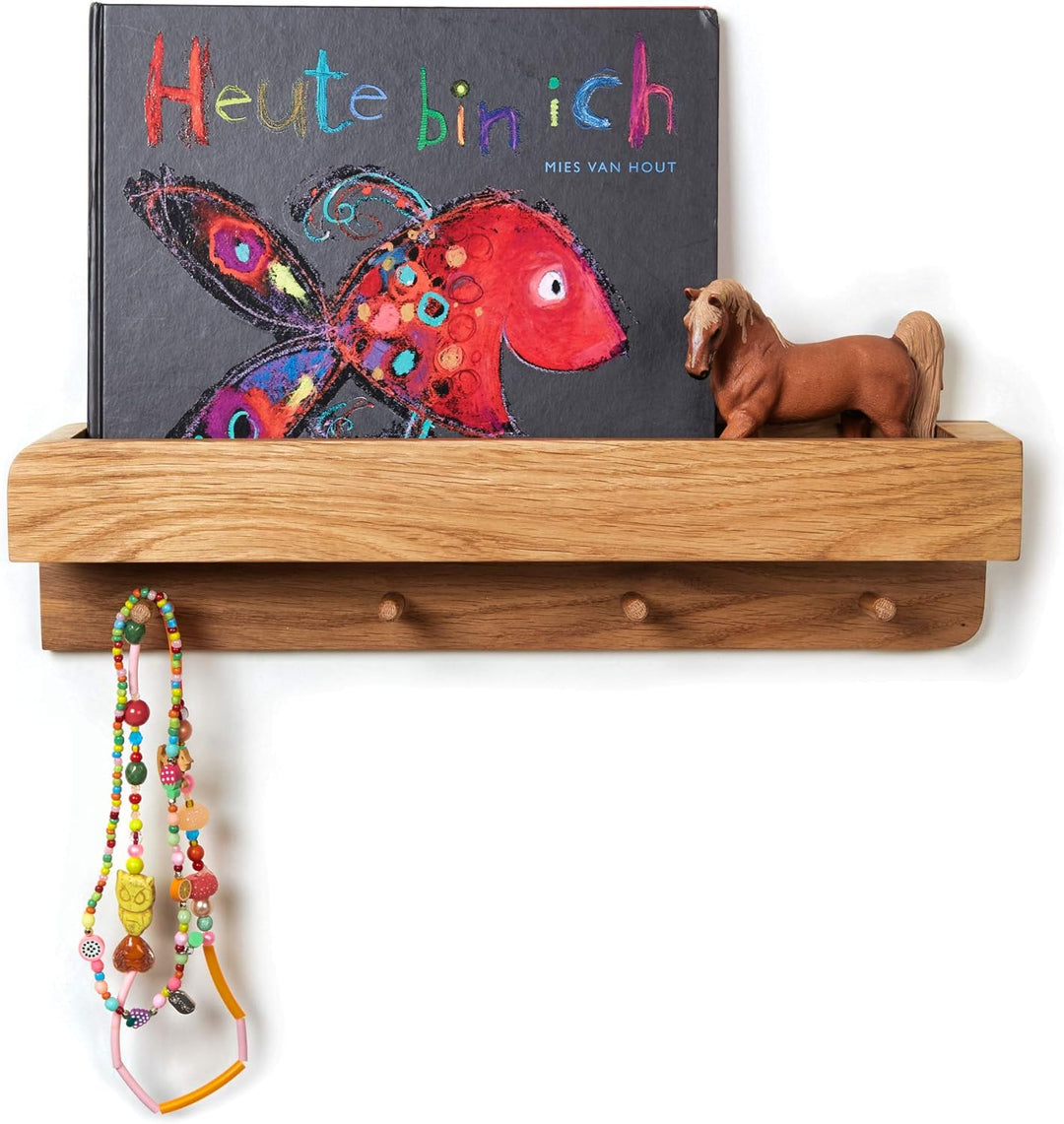 Natuhr Garderobe aus Holz Porter Regal Wand Flurgarderobe mit Ablage Eiche (40 cm Länge, Eiche geölt