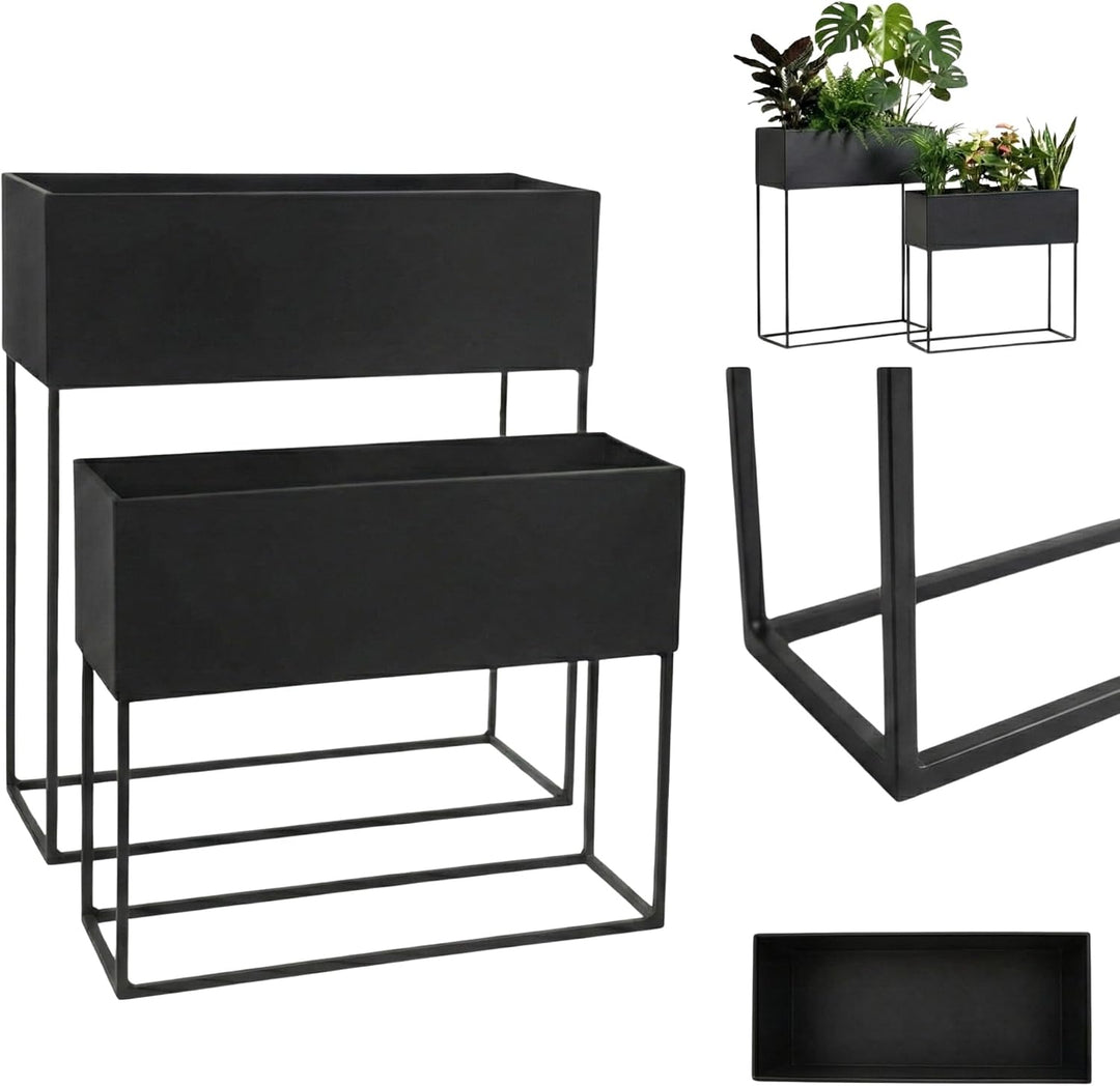 Längliche Blumenständer Loft aus Metall TINO, 2er-Set