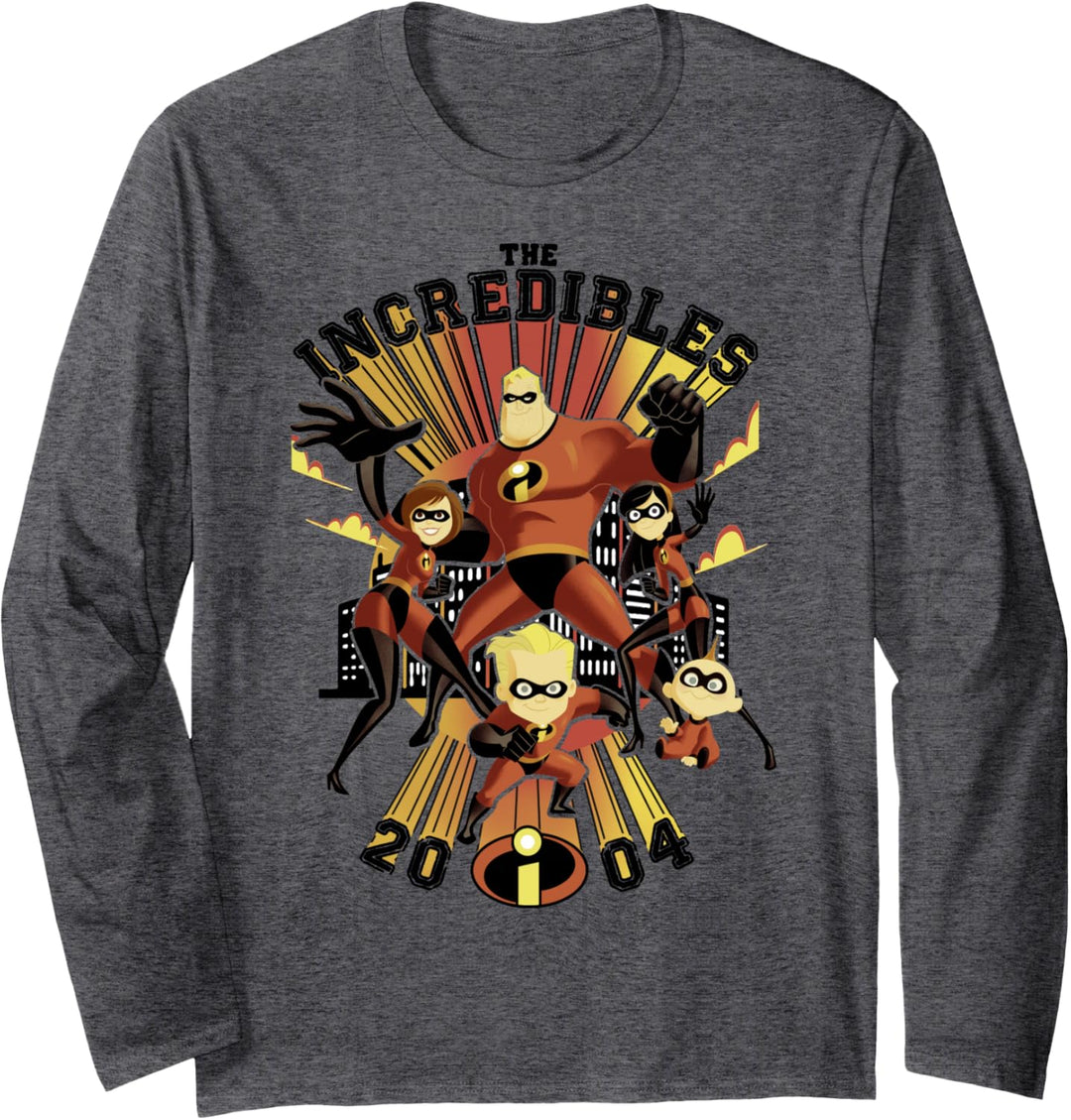 Disney Pixar Incredibles Vintage Group Shot Poster Langarmshirt