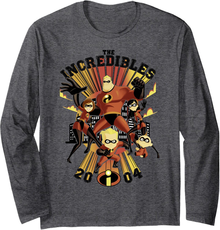 Disney Pixar Incredibles Vintage Group Shot Poster Langarmshirt