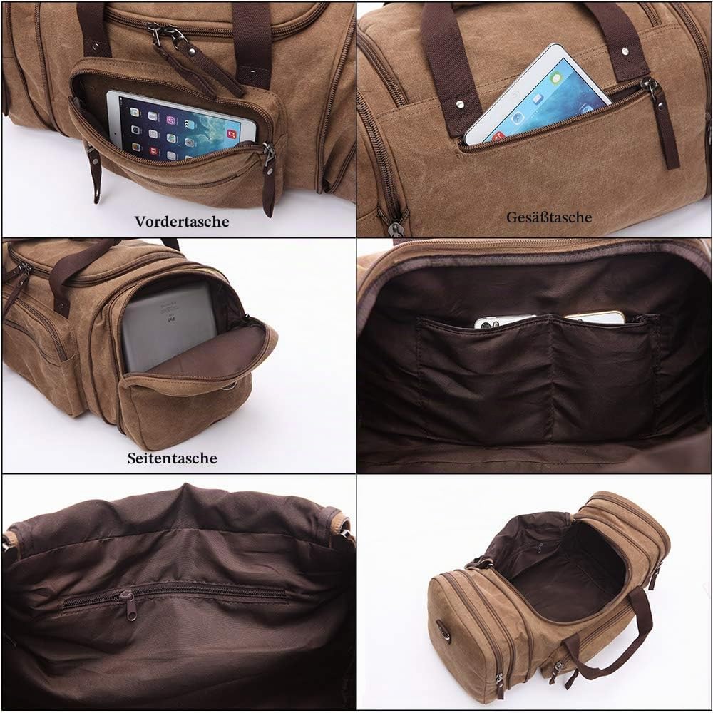 WTiger Reisetasche, gross 40 l 50 l erweiterbare Segeltuch-Reisetasche, Unisex-Reisetaschen, Wochene