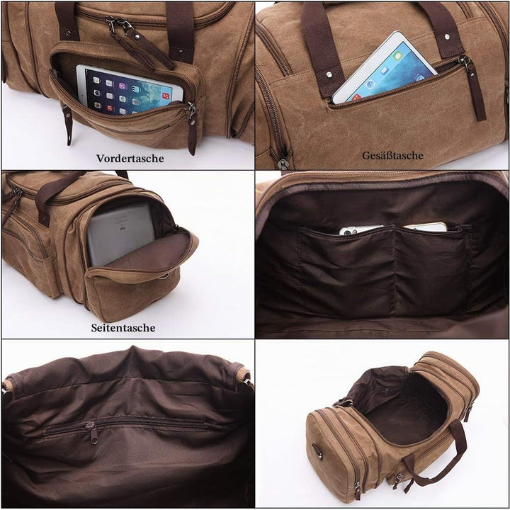 Reisetasche, gross 40 l 50 l erweiterbare Segeltuch-Reisetasche, Unisex-Reisetaschen, Wochenendtasch