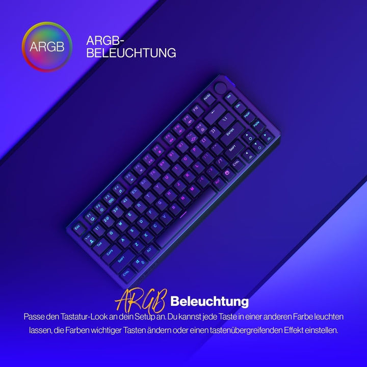 ENDORFY Thock 75% Wireless Red, 75% Wireless Mechanical Keyboard, QWERTY, Kailh Box Red switches, RG