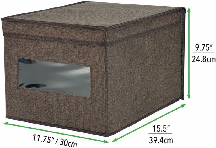 mDesign 6er-Set Stoffbox – praktische Aufbewahrungsbox mit Deckel und Sichtfenster für Schlaf-, Wohn
