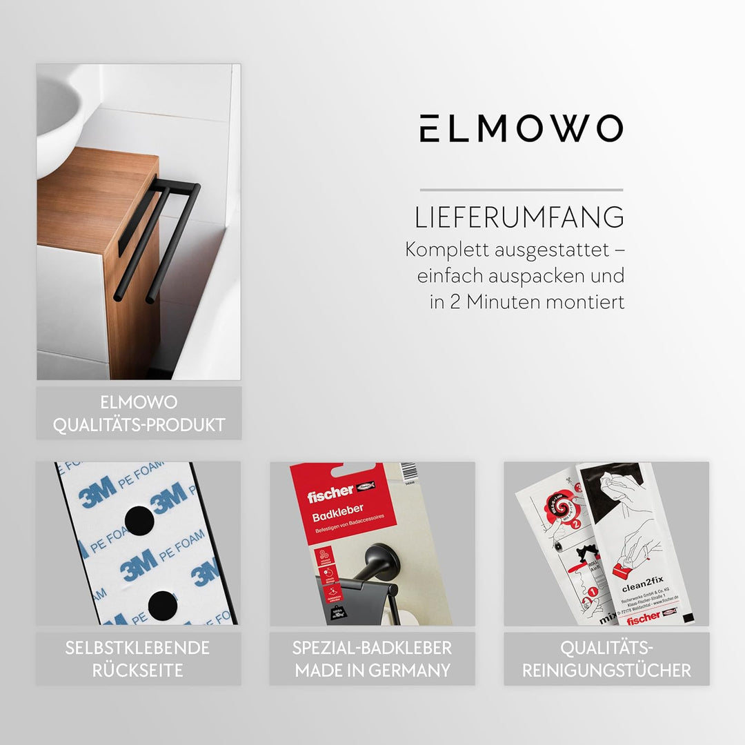 Premium Edelstahl Handtuchhalter ohne Bohren selbstklebend inkl. Spezialkleber (extrem sicherer Halt