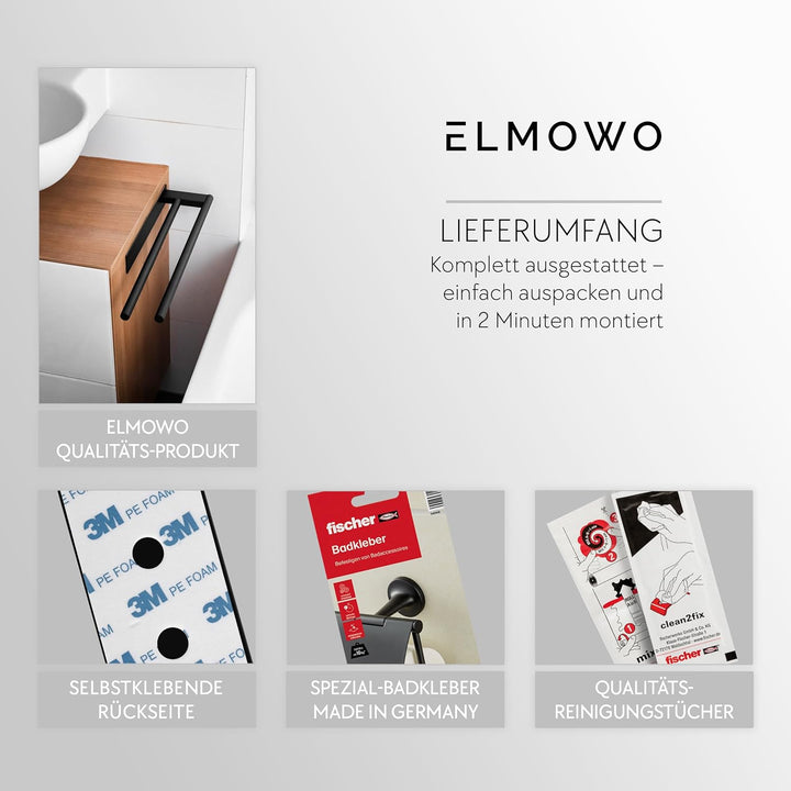 Premium Edelstahl Handtuchhalter ohne Bohren selbstklebend inkl. Spezialkleber (extrem sicherer Halt