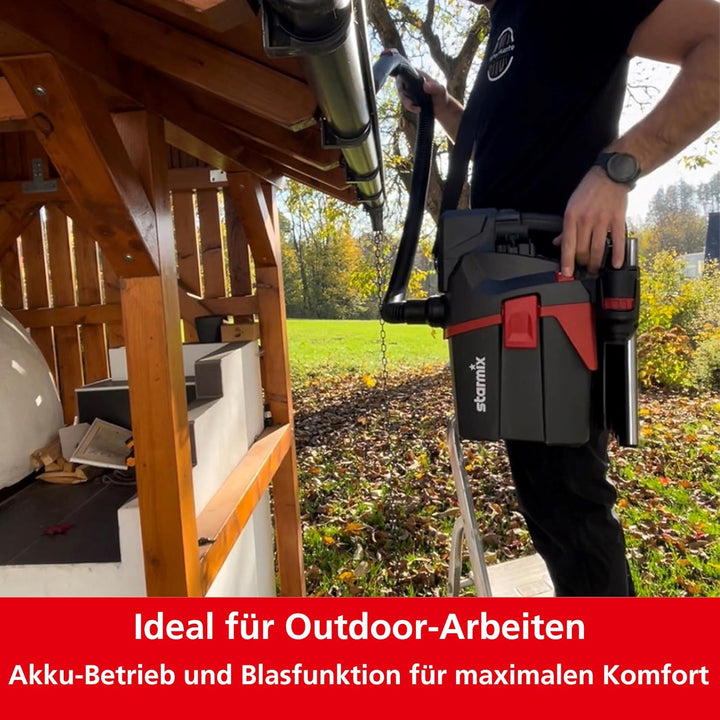 Starmix Akku Nass Trockensauger Smart L 18V - Industriesauger Staubklasse L mit Tragegurt flexibel &