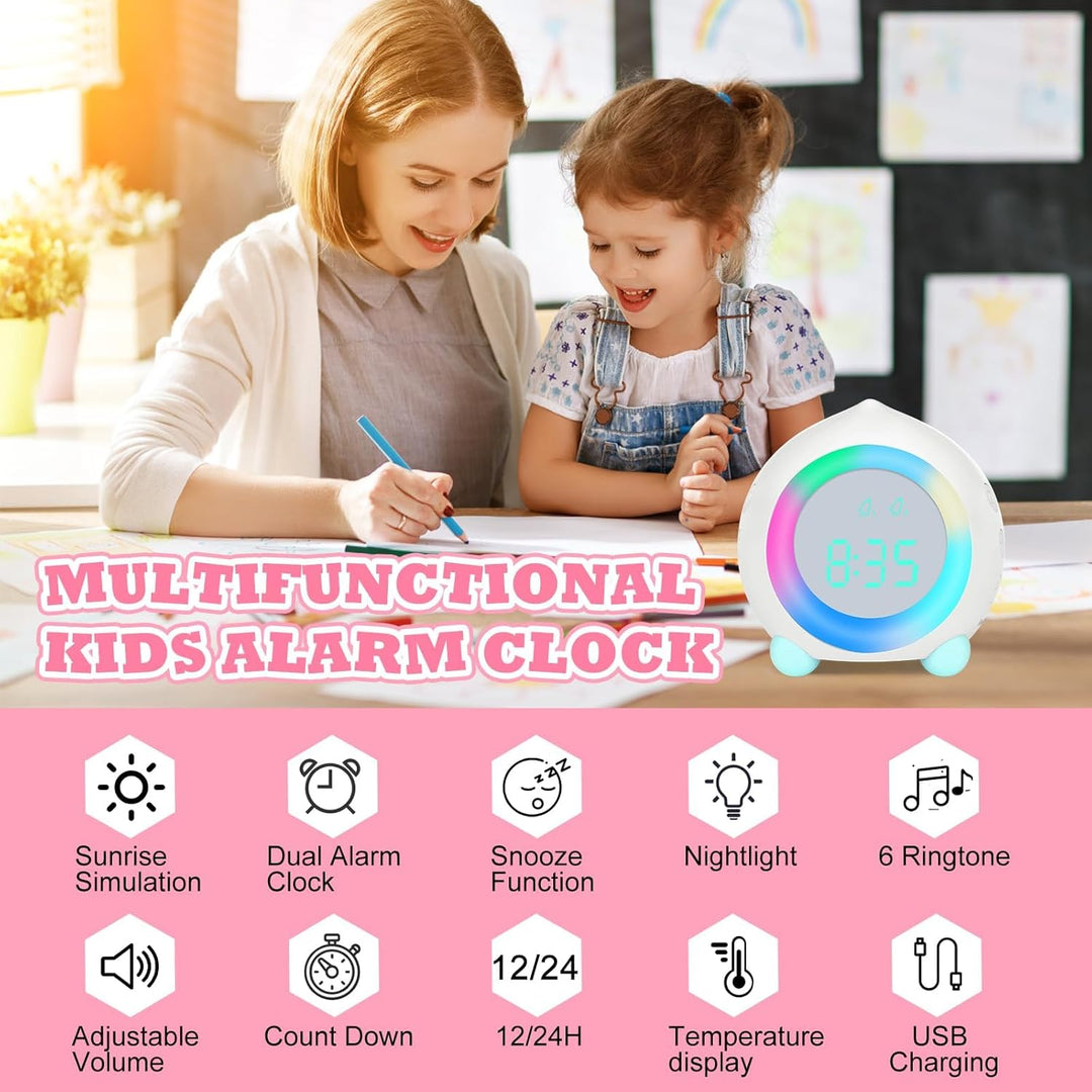 Ayybboo Kinderwecker Digitaler,Wecker Digital Sonnenaufgangssimulator Kinderwecker für Mädchen Junge