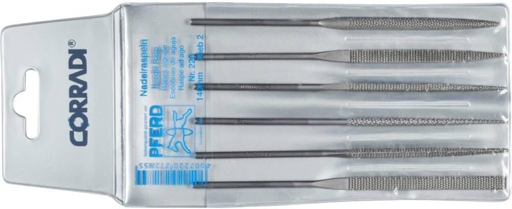 CORRADI-Nadelraspel-Set, 6-teilig, Schweizer Raspelhieb 2, 140mm, 12332144 – Für mittelfeine Raspela