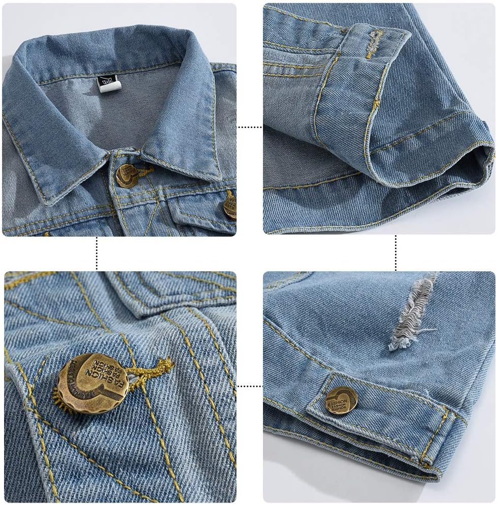 YOUTHUP Weste Herren Denim Weste Casual Zerrissen Jeansweste Outdoor Vintage Freizeitweste Ärmellose