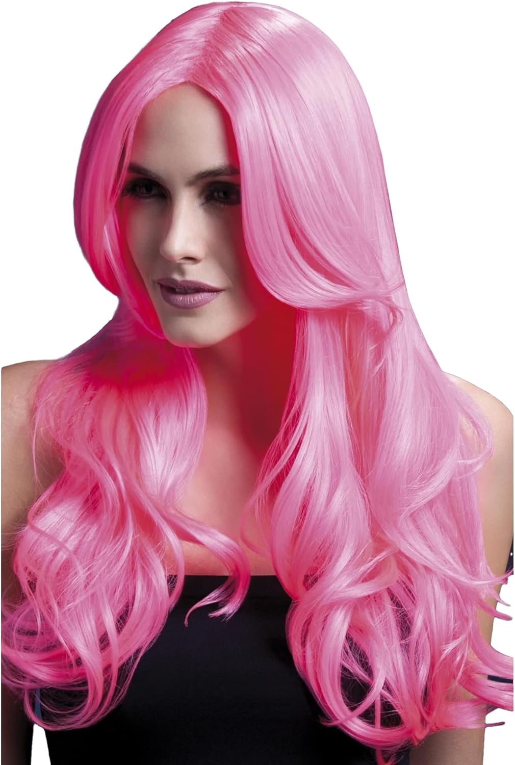 Fever Khloe Wig, Pastel Ombre, Long Wave with Centre Parting, 26inch/66cm Rainbow, Rainbow