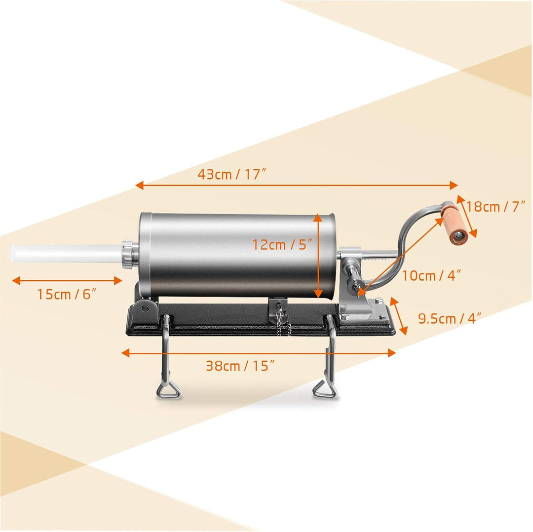 DREAMADE 3,6 L Wurstfüller Manuell, Wurstfüllmaschine mit 4 Füllrohre, Wurstfüller Edelstahl Wurstma